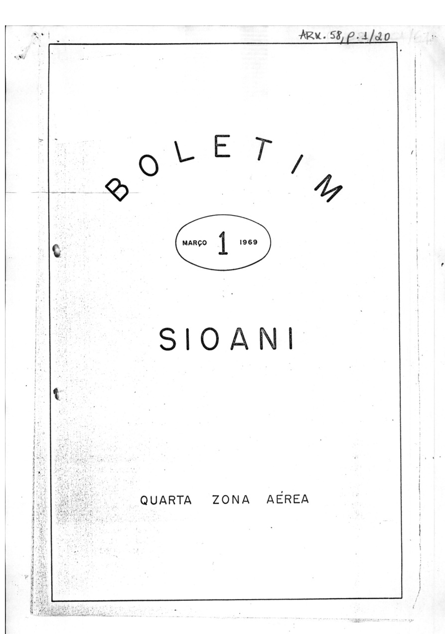 Capa original do boletim número 1 do SIOANI, datado de março de 1969